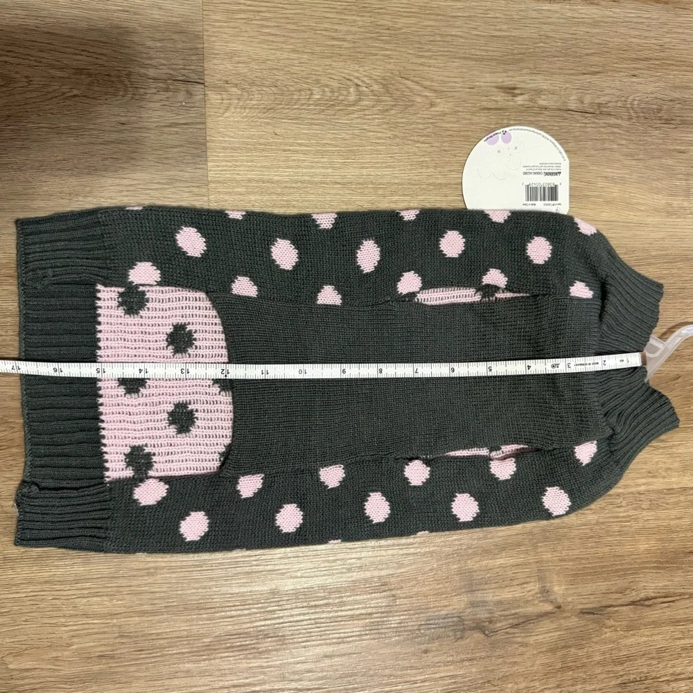 NWT Perfectly Pet Pink Polka Dot Dog Sweater Size Large Knit Winter Shirt - Picture 3 of 4